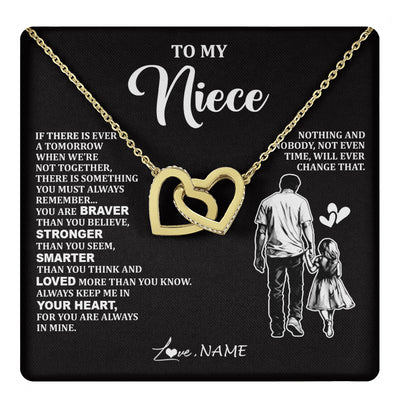 Interlocking Hearts Necklace 18K Yellow Gold Finish | 1 | Personalized To My Niece Necklace From Uncle You Are Always In Mine Beautiful Niece Jewelry Gifts Birthday Graduation Christmas With Gift Box Message Card | teecentury