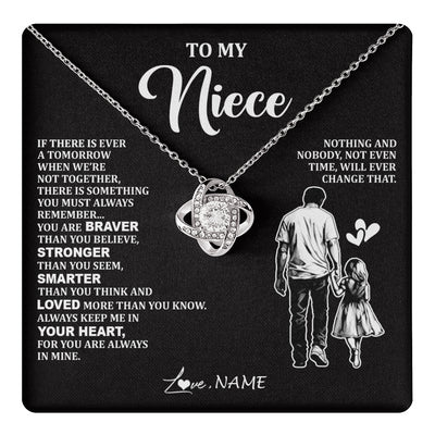 Love Knot Necklace 14K White Gold Finish | 1 | Personalized To My Niece Necklace From Uncle You Are Always In Mine Beautiful Niece Jewelry Gifts Birthday Graduation Christmas With Gift Box Message Card | teecentury