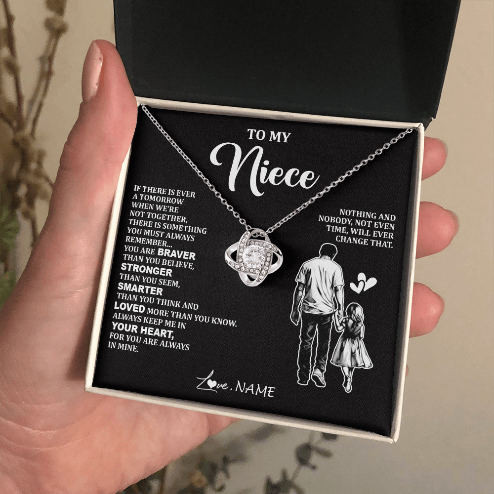 Love Knot Necklace 14K White Gold Finish | 2 | Personalized To My Niece Necklace From Uncle You Are Always In Mine Beautiful Niece Jewelry Gifts Birthday Graduation Christmas With Gift Box Message Card | teecentury