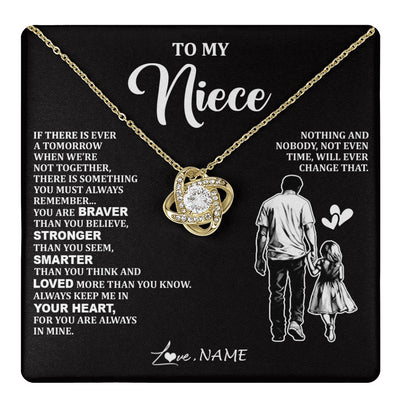 Love Knot Necklace 18K Yellow Gold Finish | 1 | Personalized To My Niece Necklace From Uncle You Are Always In Mine Beautiful Niece Jewelry Gifts Birthday Graduation Christmas With Gift Box Message Card | teecentury