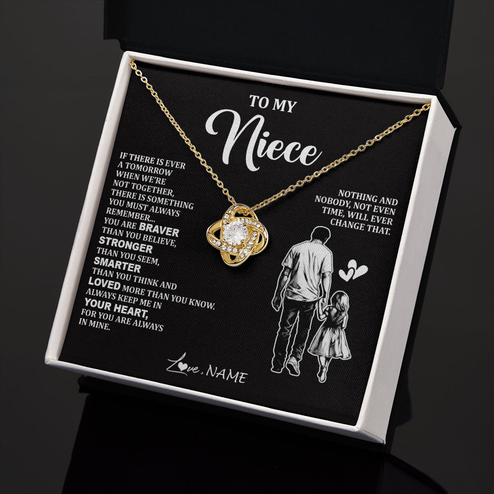 Love Knot Necklace 18K Yellow Gold Finish | 2 | Personalized To My Niece Necklace From Uncle You Are Always In Mine Beautiful Niece Jewelry Gifts Birthday Graduation Christmas With Gift Box Message Card | teecentury