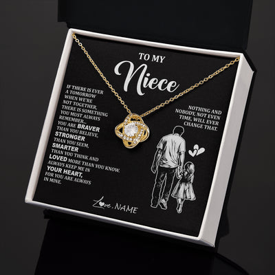 Love Knot Necklace 18K Yellow Gold Finish | 2 | Personalized To My Niece Necklace From Uncle You Are Always In Mine Beautiful Niece Jewelry Gifts Birthday Graduation Christmas With Gift Box Message Card | teecentury