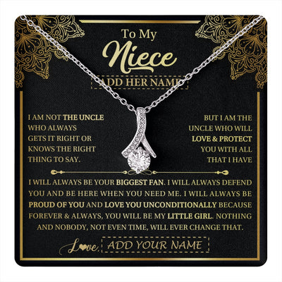 Alluring Beauty Necklace 14K White Gold Finish | 1 | Personalized To My Niece Necklace From Uncle Your Biggest Fan Birthday Gifts For Niece Gifts Graduation Christmas Jewelry Customized Gift Box Message Card | teecentury.myshopify
