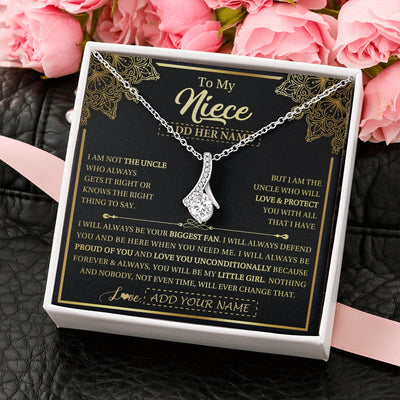 Alluring Beauty Necklace 14K White Gold Finish | 2 | Personalized To My Niece Necklace From Uncle Your Biggest Fan Birthday Gifts For Niece Gifts Graduation Christmas Jewelry Customized Gift Box Message Card | teecentury.myshopify