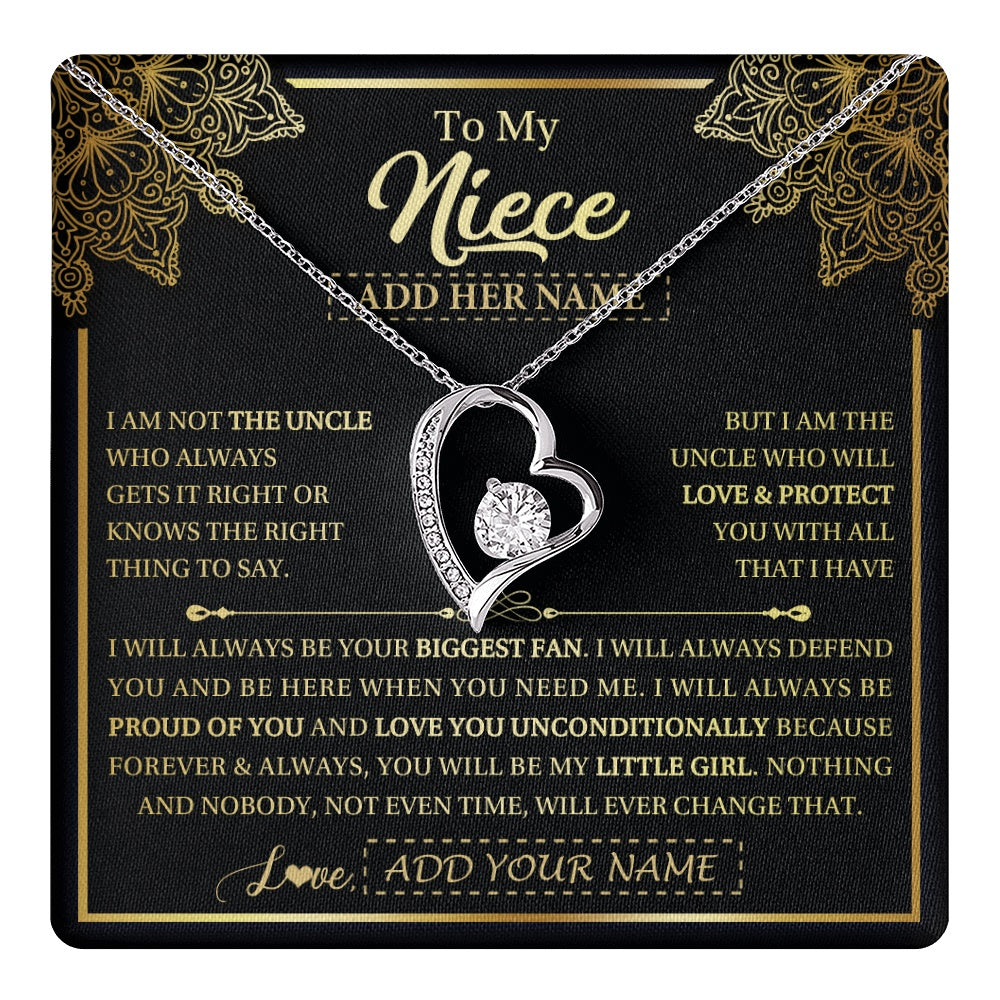 Forever Love Necklace 14K White Gold Finish | 1 | Personalized To My Niece Necklace From Uncle Your Biggest Fan Birthday Gifts For Niece Gifts Graduation Christmas Jewelry Customized Gift Box Message Card | teecentury.myshopify