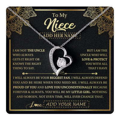 Forever Love Necklace 14K White Gold Finish | 1 | Personalized To My Niece Necklace From Uncle Your Biggest Fan Birthday Gifts For Niece Gifts Graduation Christmas Jewelry Customized Gift Box Message Card | teecentury.myshopify