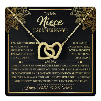 Interlocking Hearts Necklace 18K Yellow Gold Finish | 1 | Personalized To My Niece Necklace From Uncle Your Biggest Fan Birthday Gifts For Niece Gifts Graduation Christmas Jewelry Customized Gift Box Message Card | teecentury.myshopify