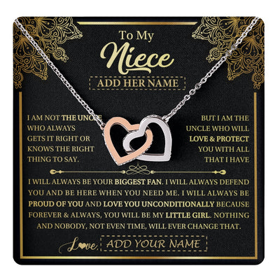 Interlocking Hearts Necklace Stainless Steel & Rose Gold Finish | 1 | Personalized To My Niece Necklace From Uncle Your Biggest Fan Birthday Gifts For Niece Gifts Graduation Christmas Jewelry Customized Gift Box Message Card | teecentury.myshopify