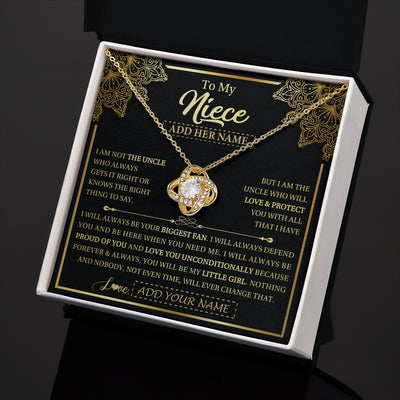 Love Knot Necklace 18K Yellow Gold Finish | 2 | Personalized To My Niece Necklace From Uncle Your Biggest Fan Birthday Gifts For Niece Gifts Graduation Christmas Jewelry Customized Gift Box Message Card | teecentury.myshopify