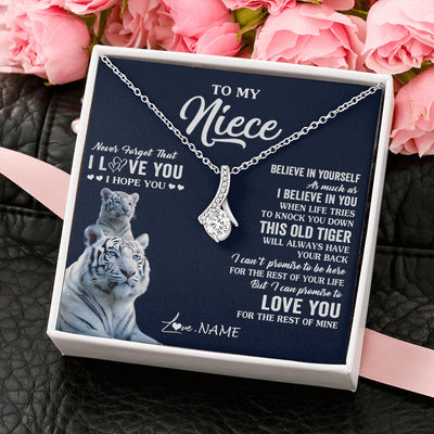 Alluring Beauty Necklace 14K White Gold Finish | 2 | Personalized To My Niece Necklace Gift From Aunt Uncle This Old Tiger Love You Niece Birthday Graduation Christmas Custom Customized Gift Box Message Card | teecentury.myshopify