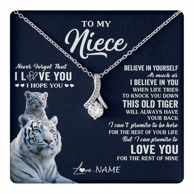 Alluring Beauty Necklace 14K White Gold Finish | 1 | Personalized To My Niece Necklace Gift From Aunt Uncle This Old Tiger Love You Niece Birthday Graduation Christmas Custom Customized Gift Box Message Card | teecentury.myshopify