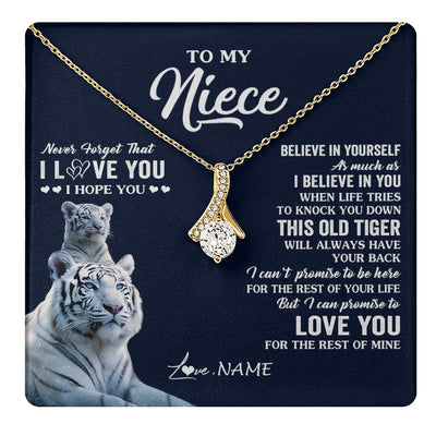 Alluring Beauty Necklace 18K Yellow Gold Finish | 1 | Personalized To My Niece Necklace Gift From Aunt Uncle This Old Tiger Love You Niece Birthday Graduation Christmas Custom Customized Gift Box Message Card | teecentury.myshopify