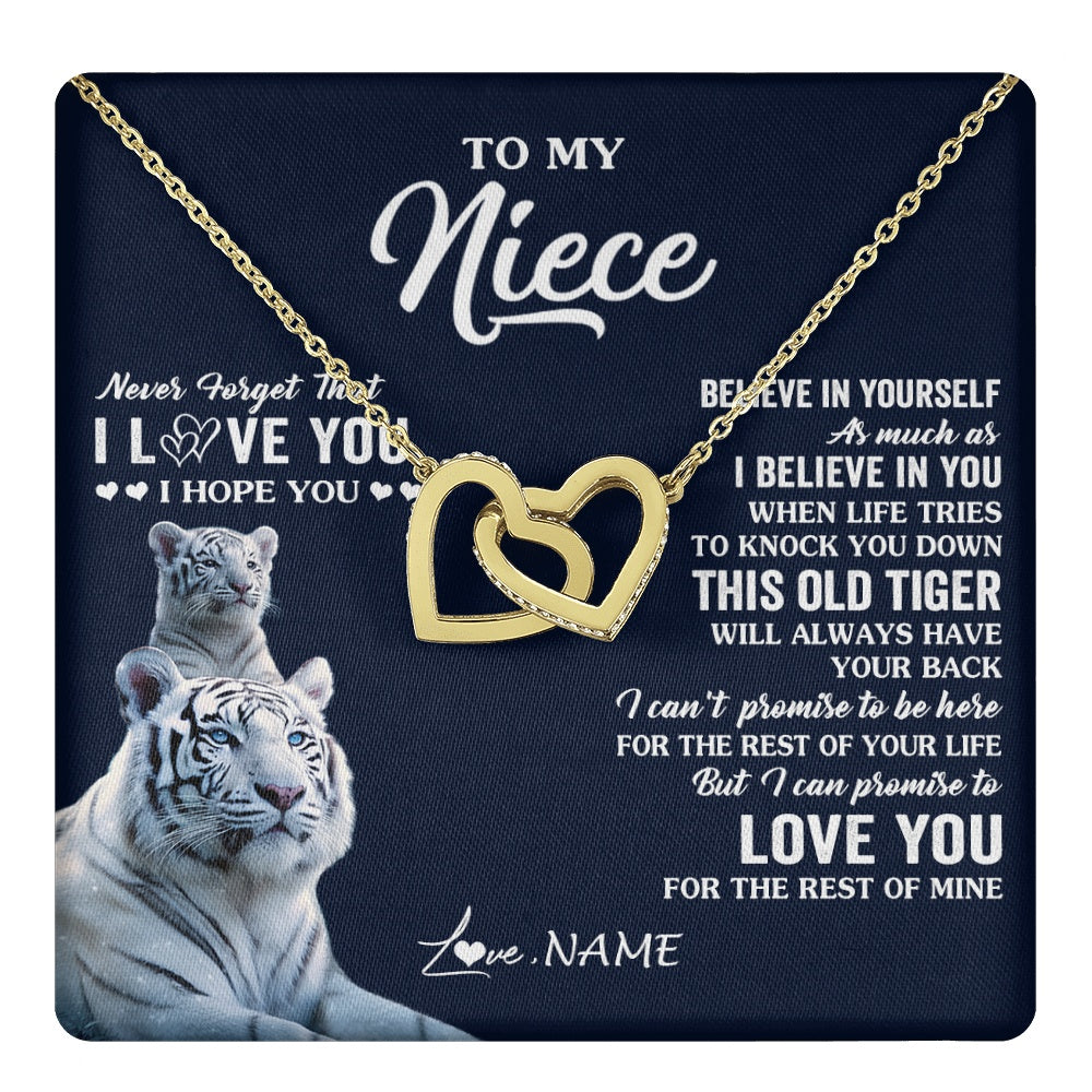 Interlocking Hearts Necklace 18K Yellow Gold Finish | 1 | Personalized To My Niece Necklace Gift From Aunt Uncle This Old Tiger Love You Niece Birthday Graduation Christmas Custom Customized Gift Box Message Card | teecentury.myshopify
