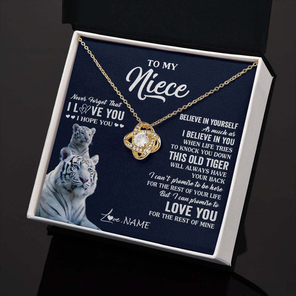 Love Knot Necklace 18K Yellow Gold Finish | 2 | Personalized To My Niece Necklace Gift From Aunt Uncle This Old Tiger Love You Niece Birthday Graduation Christmas Custom Customized Gift Box Message Card | teecentury.myshopify