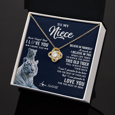 Love Knot Necklace 18K Yellow Gold Finish | 2 | Personalized To My Niece Necklace Gift From Aunt Uncle This Old Tiger Love You Niece Birthday Graduation Christmas Custom Customized Gift Box Message Card | teecentury.myshopify