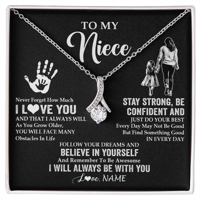 Alluring Beauty Necklace 14K White Gold Finish | 1 | Personalized To My Niece Necklace I Love You Forever From Aunt Auntie Niece Birthday Gifts Christmas Thanksgiving Graduation Customized Gift Box Message Card | teecentury