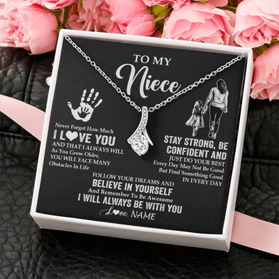 Alluring Beauty Necklace 14K White Gold Finish | 2 | Personalized To My Niece Necklace I Love You Forever From Aunt Auntie Niece Birthday Gifts Christmas Thanksgiving Graduation Customized Gift Box Message Card | teecentury