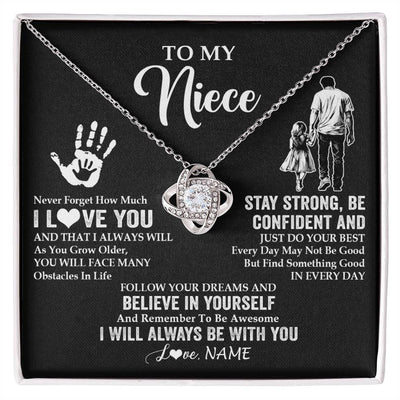 Love Knot Necklace 14K White Gold Finish | 1 | Personalized To My Niece Necklace I Love You Forever From Uncle Niece Birthday Gifts Christmas Thanksgiving Graduation Customized Gift Box Message Card | teecentury