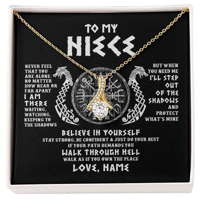 Alluring Beauty Necklace 18K Yellow Gold Finish | 1 | Personalized To My Niece Necklace Viking Never Feel You Are Alone Odin Scandinavian Norse Runes Niece Birthday Christmas Pendant Customized Gift Message Card | teecentury