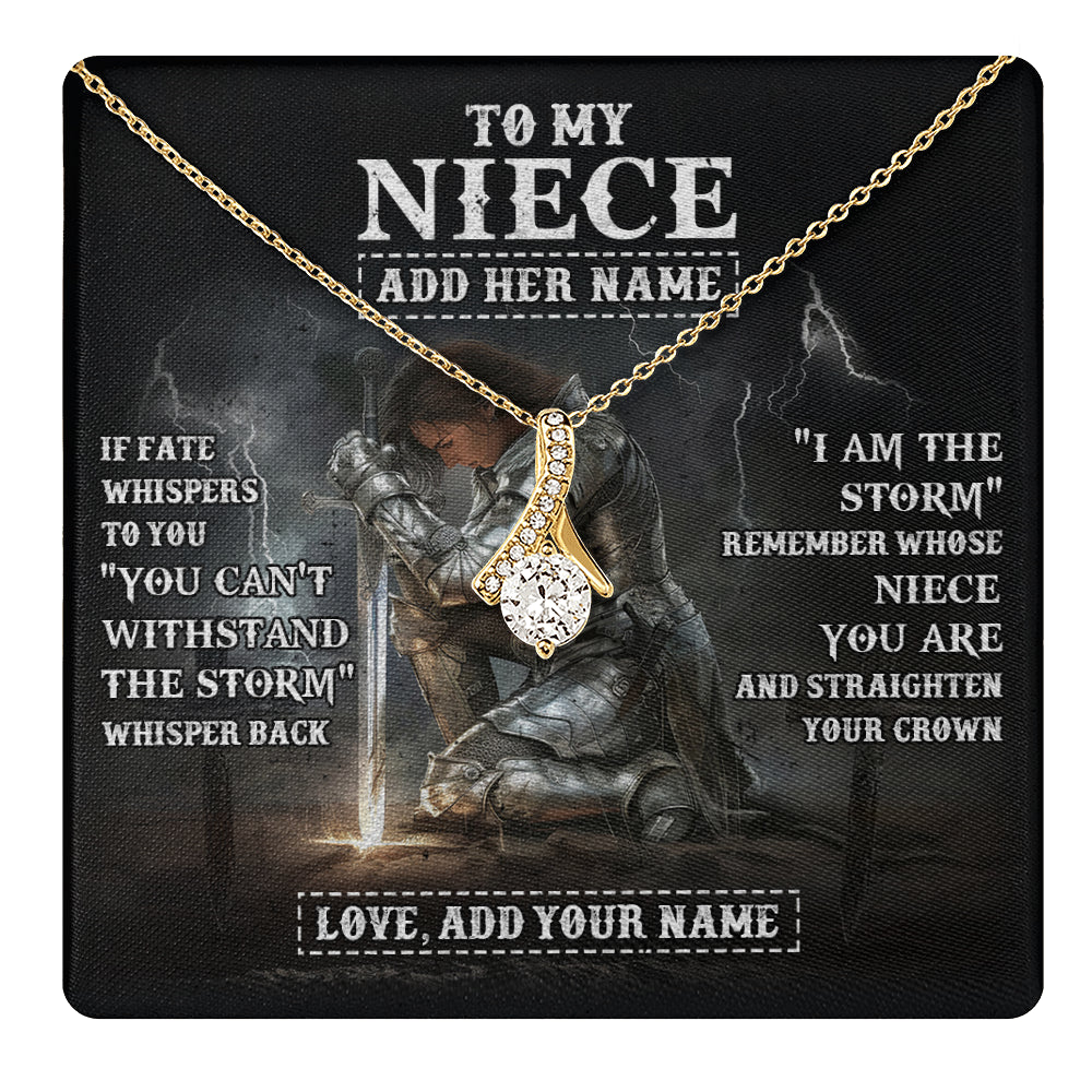 Alluring Beauty Necklace 18K Yellow Gold Finish | 1 | Personalized To My Niece Necklace Women Warrior Knights Templar I Am The Storm Best Niece Birthday Gifts Graduation Christmas Customized Gift Box Message Card | teecentury