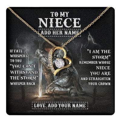 Forever Love Necklace 18K Yellow Gold Finish | 1 | Personalized To My Niece Necklace Women Warrior Knights Templar I Am The Storm Best Niece Birthday Gifts Graduation Christmas Customized Gift Box Message Card | teecentury