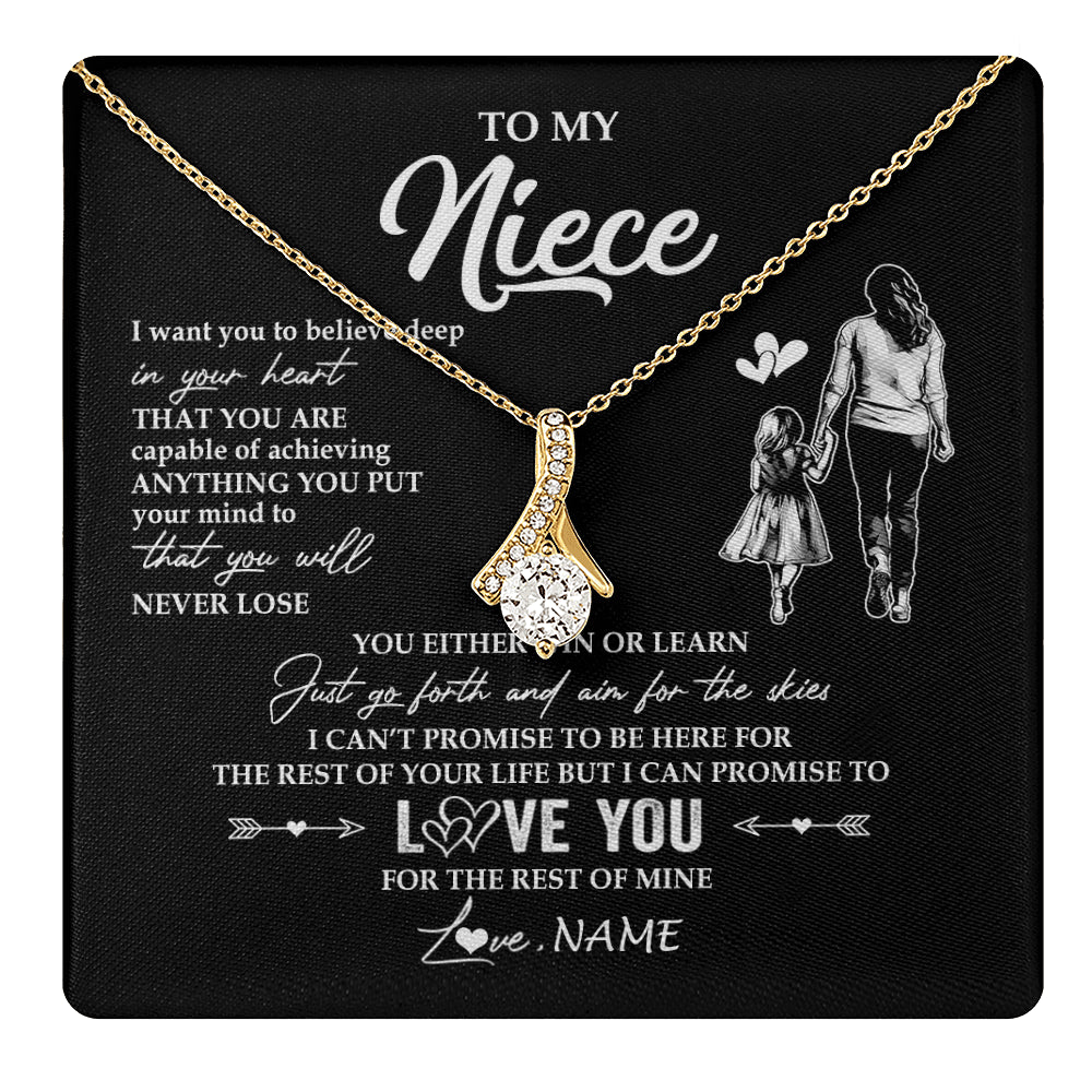 Alluring Beauty Necklace 18K Yellow Gold Finish | 1 | Personalized To My Niece Necklace You Will Never Lose From Aunt Auntie Niece Birthday Gifts Graduation Christmas Customized Gift Box Message Card | teecentury