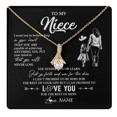 Alluring Beauty Necklace 18K Yellow Gold Finish | 1 | Personalized To My Niece Necklace You Will Never Lose From Aunt Auntie Niece Birthday Gifts Graduation Christmas Customized Gift Box Message Card | teecentury