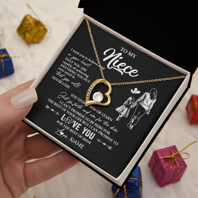 Forever Love Necklace 18K Yellow Gold Finish | 2 | Personalized To My Niece Necklace You Will Never Lose From Aunt Auntie Niece Birthday Gifts Graduation Christmas Customized Gift Box Message Card | teecentury