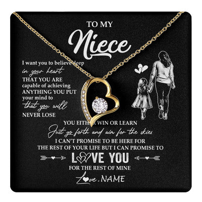 Forever Love Necklace 18K Yellow Gold Finish | 1 | Personalized To My Niece Necklace You Will Never Lose From Aunt Auntie Niece Birthday Gifts Graduation Christmas Customized Gift Box Message Card | teecentury