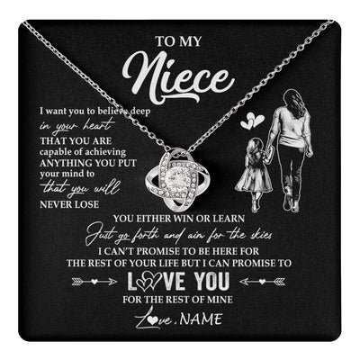Love Knot Necklace 14K White Gold Finish | 1 | Personalized To My Niece Necklace You Will Never Lose From Aunt Auntie Niece Birthday Gifts Graduation Christmas Customized Gift Box Message Card | teecentury