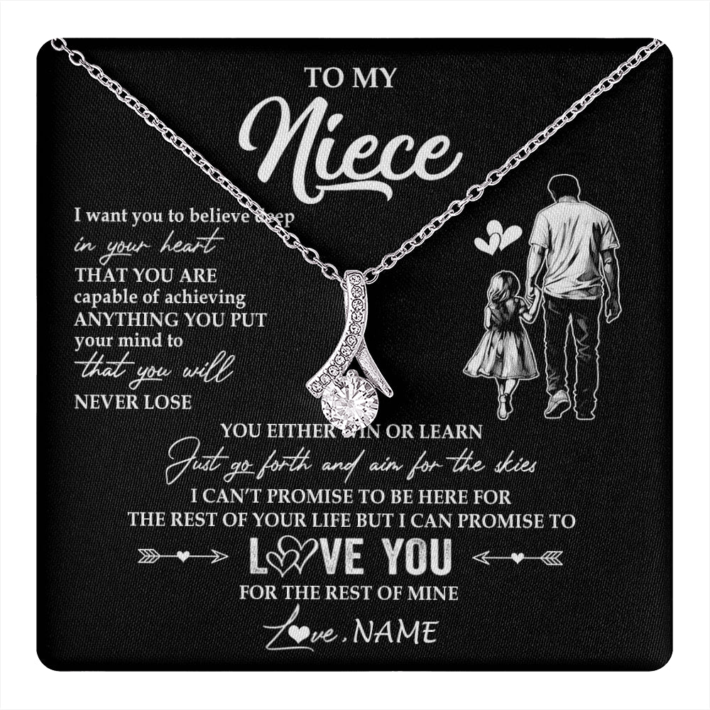 Alluring Beauty Necklace 14K White Gold Finish | 1 | Personalized To My Niece Necklace You Will Never Lose From Uncle Niece Birthday Gifts Graduation Christmas Customized Gift Box Message Card | teecentury