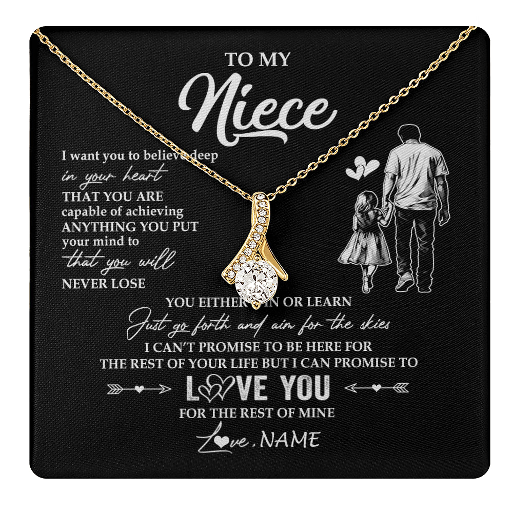 Alluring Beauty Necklace 18K Yellow Gold Finish | 1 | Personalized To My Niece Necklace You Will Never Lose From Uncle Niece Birthday Gifts Graduation Christmas Customized Gift Box Message Card | teecentury