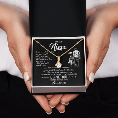 Alluring Beauty Necklace 18K Yellow Gold Finish | 2 | Personalized To My Niece Necklace You Will Never Lose From Uncle Niece Birthday Gifts Graduation Christmas Customized Gift Box Message Card | teecentury