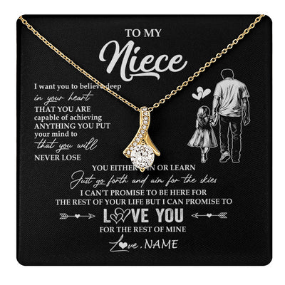 Alluring Beauty Necklace 18K Yellow Gold Finish | 1 | Personalized To My Niece Necklace You Will Never Lose From Uncle Niece Birthday Gifts Graduation Christmas Customized Gift Box Message Card | teecentury
