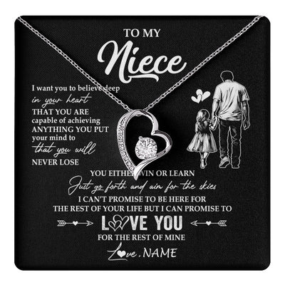 Forever Love Necklace 14K White Gold Finish | 1 | Personalized To My Niece Necklace You Will Never Lose From Uncle Niece Birthday Gifts Graduation Christmas Customized Gift Box Message Card | teecentury
