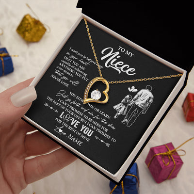 Forever Love Necklace 18K Yellow Gold Finish | 2 | Personalized To My Niece Necklace You Will Never Lose From Uncle Niece Birthday Gifts Graduation Christmas Customized Gift Box Message Card | teecentury