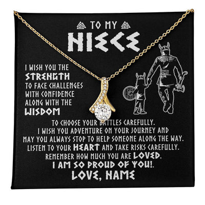 Alluring Beauty Necklace 18K Yellow Gold Finish | 1 | Personalized To My Niece Viking Necklace From Uncle I Am So Proud Of You Runes Viking Niece Birthday Christmas Customized Gift Box Message Card | teecentury