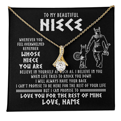 Alluring Beauty Necklace 18K Yellow Gold Finish | 1 | Personalized To My Niece Viking Necklace From Uncle Whenever You Feel Overwhelmed Niece Birthday Christmas Jewelry Customized Gift Message Card | teecentury