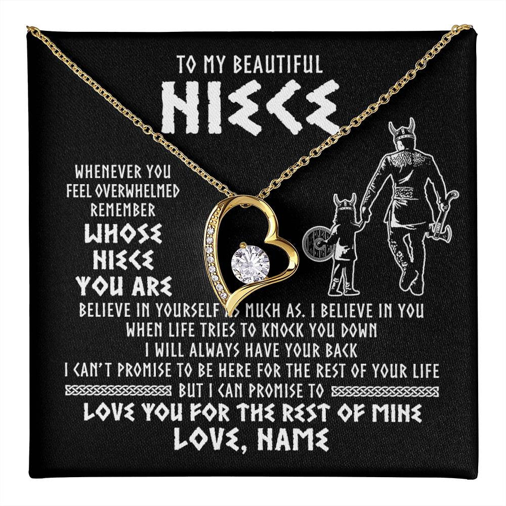 Forever Love Necklace 18K Yellow Gold Finish | 1 | Personalized To My Niece Viking Necklace From Uncle Whenever You Feel Overwhelmed Niece Birthday Christmas Jewelry Customized Gift Message Card | teecentury