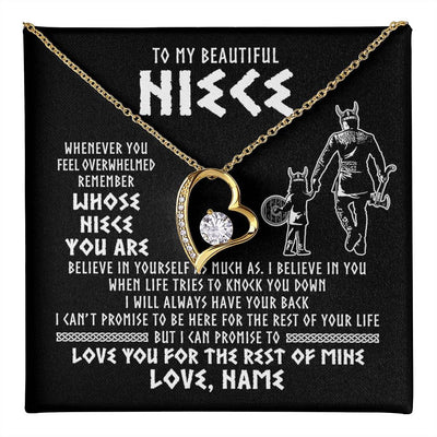 Forever Love Necklace 18K Yellow Gold Finish | 1 | Personalized To My Niece Viking Necklace From Uncle Whenever You Feel Overwhelmed Niece Birthday Christmas Jewelry Customized Gift Message Card | teecentury
