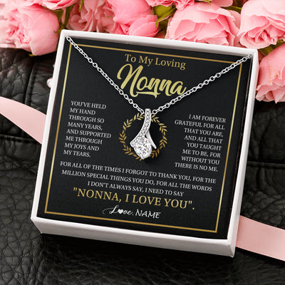 Alluring Beauty Necklace 14K White Gold Finish | 2 | Personalized To My Nonna Gifts Necklace From Granddaughter Grandson Grateful Thank You Nonna Birthday Mothers Day Christmas Customized Gift Box Message Card | teecentury
