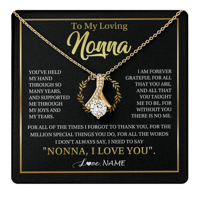 Alluring Beauty Necklace 18K Yellow Gold Finish | 1 | Personalized To My Nonna Gifts Necklace From Granddaughter Grandson Grateful Thank You Nonna Birthday Mothers Day Christmas Customized Gift Box Message Card | teecentury