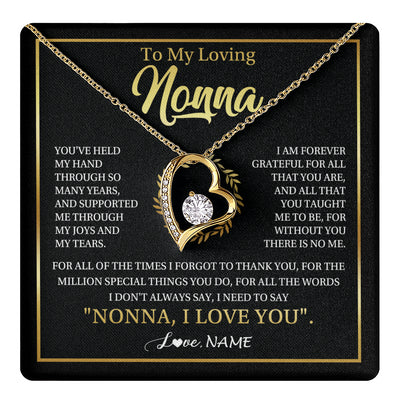 Forever Love Necklace 18K Yellow Gold Finish | 1 | Personalized To My Nonna Gifts Necklace From Granddaughter Grandson Grateful Thank You Nonna Birthday Mothers Day Christmas Customized Gift Box Message Card | teecentury