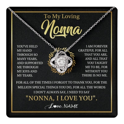 Love Knot Necklace 14K White Gold Finish | 1 | Personalized To My Nonna Gifts Necklace From Granddaughter Grandson Grateful Thank You Nonna Birthday Mothers Day Christmas Customized Gift Box Message Card | teecentury