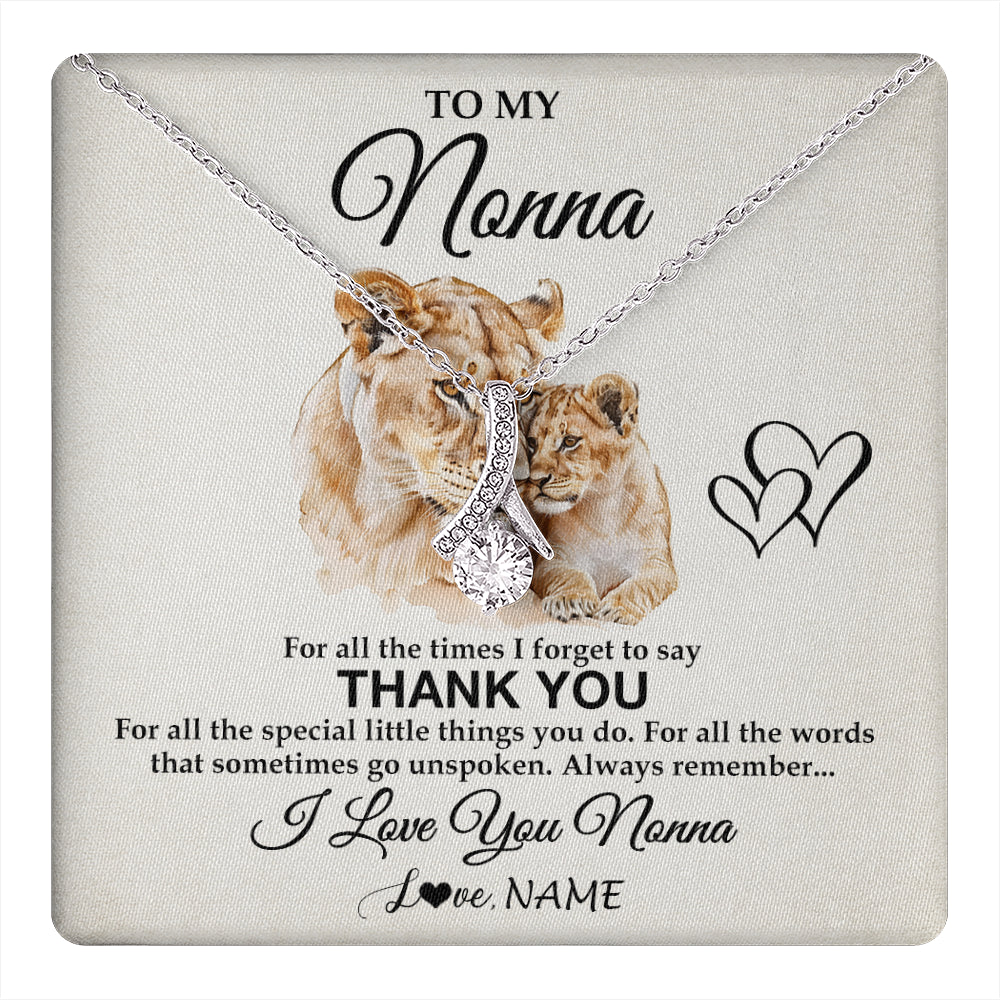 Alluring Beauty Necklace 14K White Gold Finish | 1 | Personalized To My Nonna Necklace From Granddaughter Grandson Thank You Lion Nonna Gift For Mothers Day Birthday Gift Christmas For Nonna Gift Box Message Card | teecentury