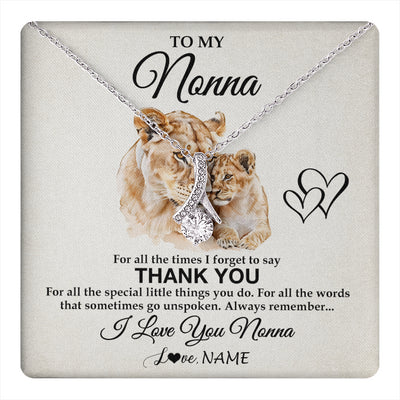 Alluring Beauty Necklace 14K White Gold Finish | 1 | Personalized To My Nonna Necklace From Granddaughter Grandson Thank You Lion Nonna Gift For Mothers Day Birthday Gift Christmas For Nonna Gift Box Message Card | teecentury