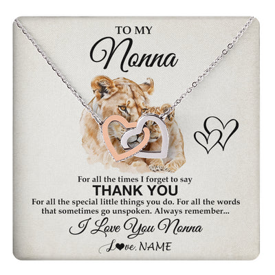 Interlocking Hearts Necklace Stainless Steel & Rose Gold Finish | 1 | Personalized To My Nonna Necklace From Granddaughter Grandson Thank You Lion Nonna Gift For Mothers Day Birthday Gift Christmas For Nonna Gift Box Message Card | teecentury