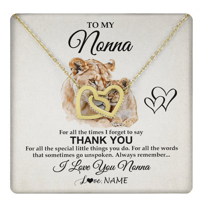 Interlocking Hearts Necklace 18K Yellow Gold Finish | 1 | Personalized To My Nonna Necklace From Granddaughter Grandson Thank You Lion Nonna Gift For Mothers Day Birthday Gift Christmas For Nonna Gift Box Message Card | teecentury