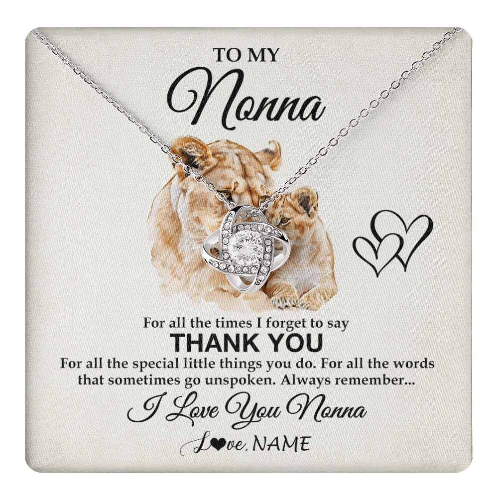 Love Knot Necklace 14K White Gold Finish | 1 | Personalized To My Nonna Necklace From Granddaughter Grandson Thank You Lion Nonna Gift For Mothers Day Birthday Gift Christmas For Nonna Gift Box Message Card | teecentury