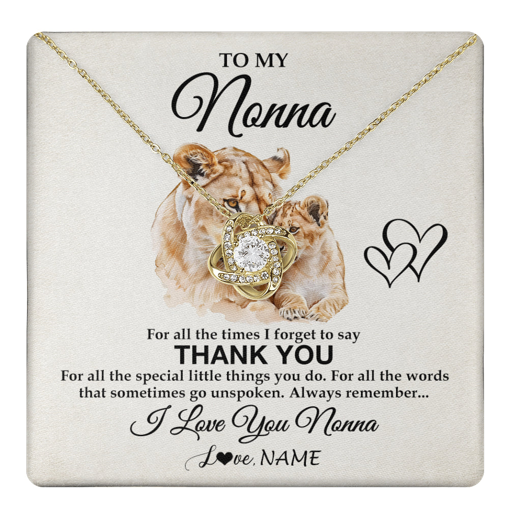 Love Knot Necklace 18K Yellow Gold Finish | 1 | Personalized To My Nonna Necklace From Granddaughter Grandson Thank You Lion Nonna Gift For Mothers Day Birthday Gift Christmas For Nonna Gift Box Message Card | teecentury